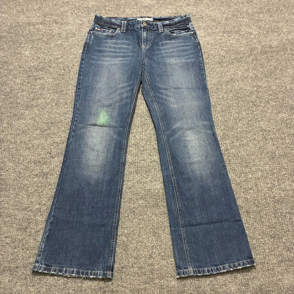 Tommy Hilfiger Low Rise Boot Jeans Womens 10 Blue Denim Distressed Y2K‎ Vintage